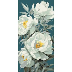 Картина за номерами "Білі півонії" 13093-AC 40х80 см, з металізованими фарбами