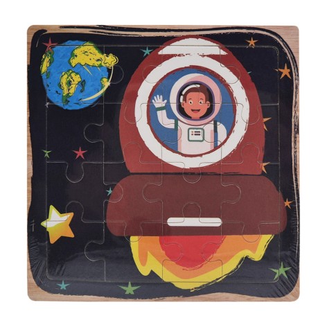 Дерев'яний пазл-вкладиш Космонавт у ракеті 73260-15, 16 деталей