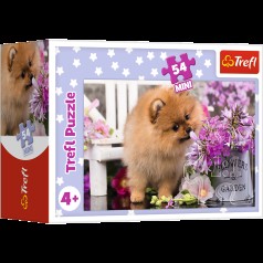Пазли - (54 елм. Міні) - Цуценя та квіти 