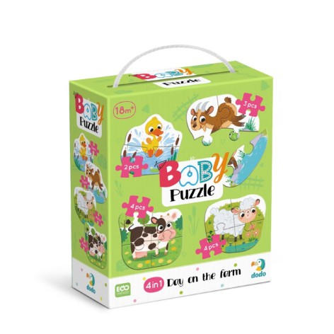 Дитячий пазл 4 в 1 "Baby puzzle. День на фермі" DoDo Toys 300687 набір 4 в 1