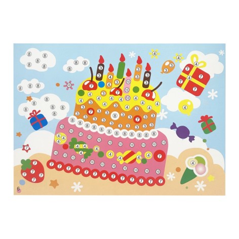 Дитяча мозаїка за номерами "Святковий торт" 13-126-20, 5 кольорів
