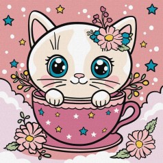 Картина за номерами "Квіткова чашка" ©art_selena_ua KHO6279, 25х25cм 