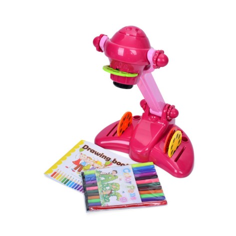 Дитячий проектор YM2227-A(Pink) 34 см, музика, світло, слайди 4 диски, 32 картинки