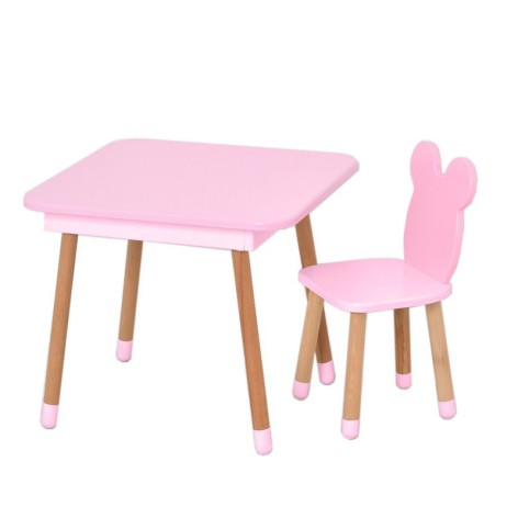 Столик со стулом "Мишка" 08-025R-BOX с ящиком, розовый