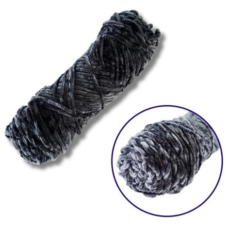 Пряжа плюшева синель PP115, 100 грам, 100% поліестер, темно-сірий