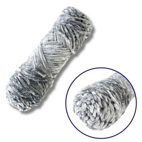 Пряжа плюшева синель PP114, 100 грам, 100% поліестер, світло-сірий