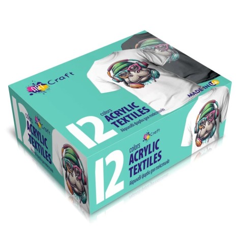 УЦІНКА! Набір акрилових фарб для текстилю Art Craft 5027-AC 12-UC кольорів по 20 мл