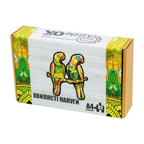 Фігурний дерев'яний пазл A4 Хвилясті папуги PuzA4-01212, 82 деталі