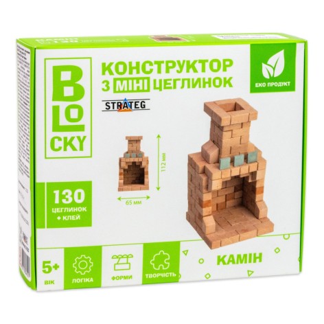 Будівельний набір для творчості з міні-цеглинок BLOCKY Камін 31025, 130 цеглинок