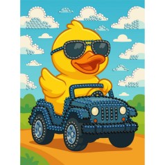 Алмазна мозаїка з частковою викладкою "Качка на машині" ©art_selena_ua AMV1207, 15х20 см