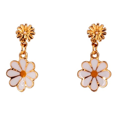 Детские серьги "Fashion ромашки" T24626 бело-желтый