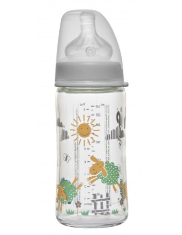 Скляна пляшка(Д)240 мл.з широкою горловиною + соска з широкою шийкою (Система 