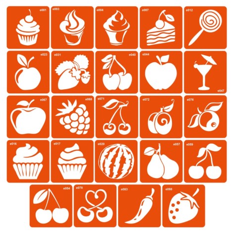 Набір трафаретів для біо-тату «E - їжа» e-simple_24_1           