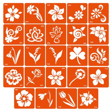 Набір трафаретів для біо-тату «F - квіти» f-simple_24_1         