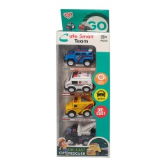 Набор игрушечных машинок JM52252, 4 машинки в наборе, коробка 9,1*4,2*26,8см Желто-синий