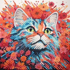 Алмазна мозаїка "Яскравий кіт" ZAV1818-22, 18х18 см