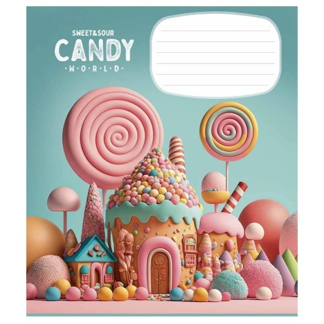 Тетрадь ученическая «Candy world» 012-3266C-5 в косую линию, 12 листов