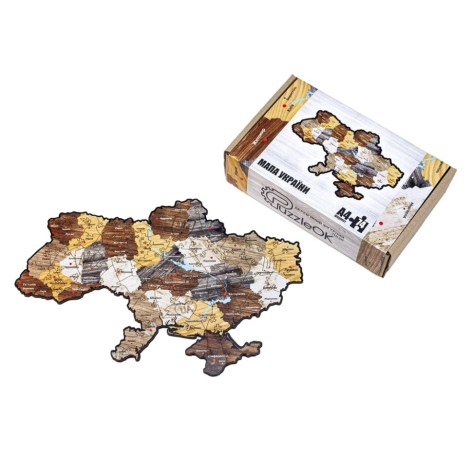 Фигурный деревянный пазл A3 "Карта Украины" PuzA3-01210, 122 элемента