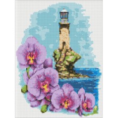 УЦІНКА! Алмазна мозаїка "Маяк з орхідеями" ©Анна Кулик AMO7622-UC 30х40 см