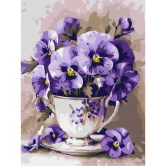 Картина за номерами "Чай з фіалками" ©art_selena_ua KHO3335, 30х40 см 