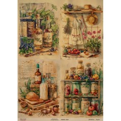 Декупажна карта на крафт-папері "Ботаніка Вінтаж" FDKDA3-0059, 29,7x42 см