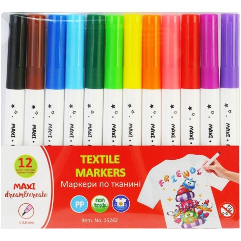 Набор маркеров по ткани MX15242, 12 цветов
