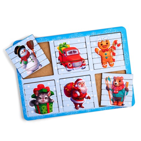 Развивающие пазлы-палочки "Новогодние" (ПСД229) PSD229 двусторонние