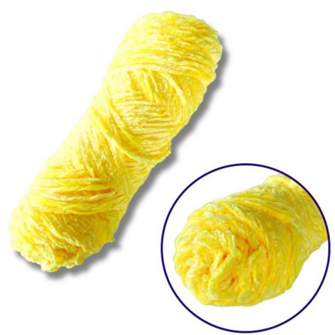 Пряжа плюшева синель PP102, 100 грам, 100% поліестер, яскраво-жовтий