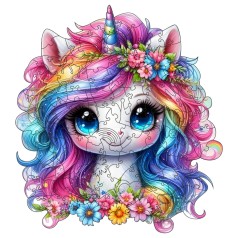 Фігурний пазл з дерева "Єдиноріг" PZ009-A3C-AC 180-250 деталей, розмір А3