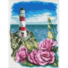 УЦІНКА! Алмазна мозаїка "Маяк з еустомами" ©Анна Кулик AMO7611-UC 30х40 см