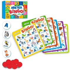 Настільна гра "Бінго" TG 006 картки, фішки, українська абетка