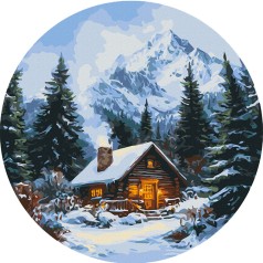 Картина за номерами "Казкова хатинка в лісі" RC00097L діаметр 40 см