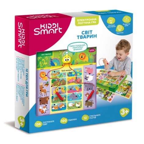 Електронна логічна гра "Вікторина світ тварин" Kiddi Smart 157-A-0011-UA, зі світлом і звуком