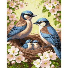 Картина за номерами "Сім'я синиць у цвіті" KHO6941, 40х50 см