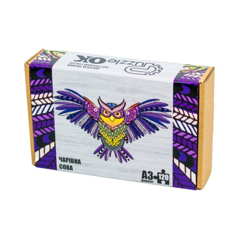 Фигурный деревянный пазл A3 "Волшебная сова" PuzA3-00723, 120 элементов