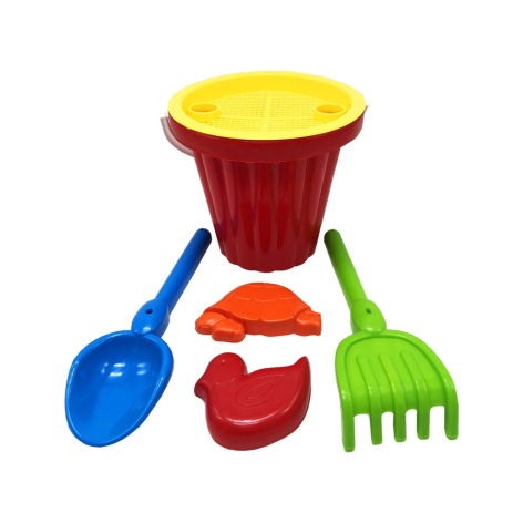 Песочный набор Большой Mtoys S0004 лопатка, грабли и две пасочки Красный