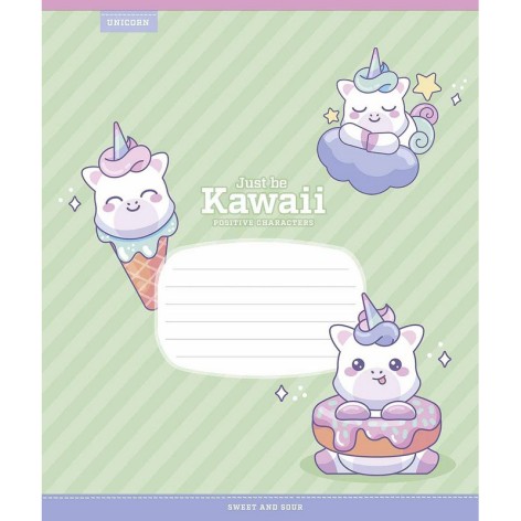 Тетрадь ученическая «Just be Kawaii» 012-3408C-5 в косую линию, 12 листов
