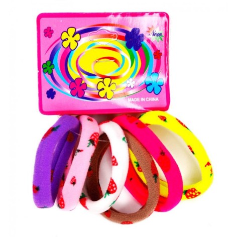 Детская резинка для волос 0301-1127 микрофибра с рисунком, набор 6 шт