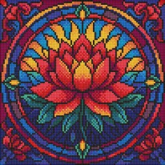 Алмазна мозаїка "Вітраж. Лотос" ©art_selena_ua AMO8330, 30х30 см 