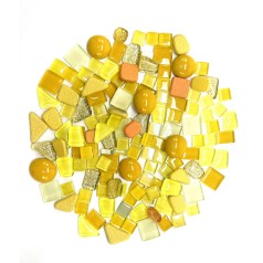 Набір скляних камінців для мозаїки 6505, 200 грам, 150-180 шт, 4 мм, жовтий