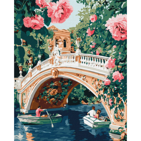 Картина за номерами "Міст та квіти" Ідейка KHO3664 40х50 см                                           