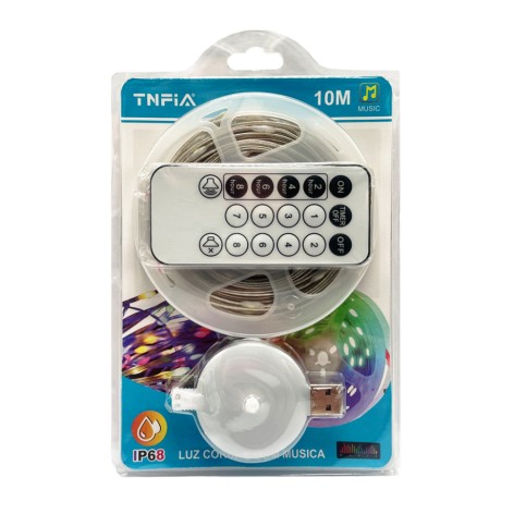 Гирлянда музыкальная LED D-50X, USB 100L лента 10 метров 8 разных мелодий, с пультом
