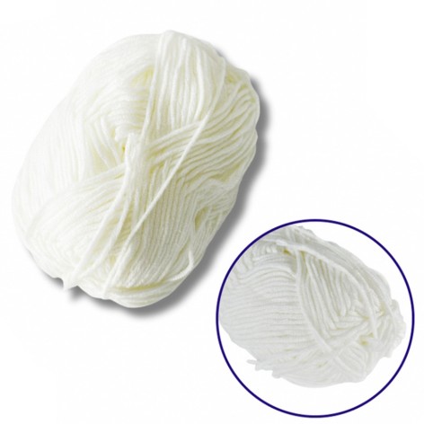 Пряжа фасована петляста NB101, 80% бавовни, 20% молочна клітковина, молочно-білий