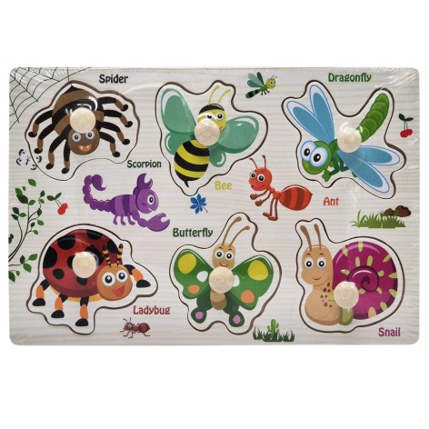 Дерев'яний пазл-вкладиш Комахи 53972-4 ручка-тримач, у плівці