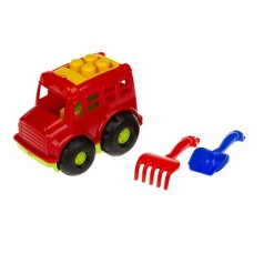 Ігровий набір для пісочниці Автобус "Бусик" №1 0084 лопатка та грабельки Червоний