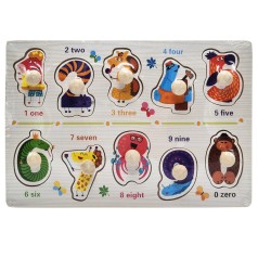 Дерев'яний пазл-вкладиш Цифри 53972-5 ручка-тримач, у плівці