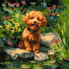 Картина за номерами "Пудель на ставку" ©art_selena_ua KHO6799, 40х40 см