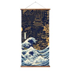 Інтер'єрна картина Гобелен "Мистецтво Японії, хвиля в Канагаві" OTM1038, 30х60 см