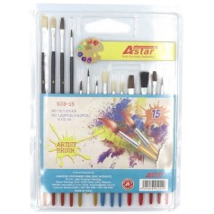 Набір художніх пензликів Astar 503-15 в наборі 15 штук
