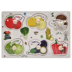 Дерев'яний пазл-вкладиш Овочі 53972-8 ручка-тримач, у плівці